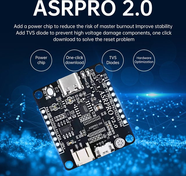 diymore ASR PRO2.0 Spracherkennungsmodul-Entwicklungsplatine für Offline-Spracherkennung in Schwarz mit 2 MB/4 MB Speicher - Bild 1