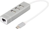Digitus DA-70253 USB-C Dockingstation mit 3 USB 2.0 Ports und Ethernet/LAN in Silber - Bild 1
