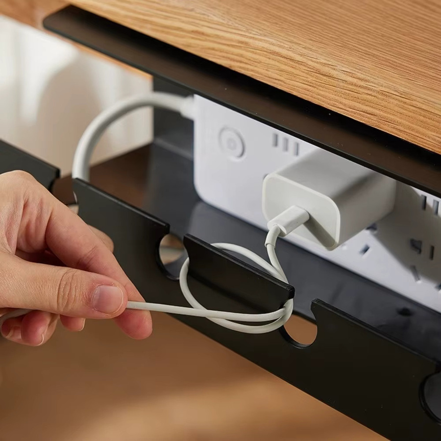 Robustes Kabelmanagement-Rack aus Metall für unter den Schreibtisch, Kabel-Organizer und Steckdosenleistenhalter ohne Bohren, erhältlich in Schwarz oder Weiß - Bild 3