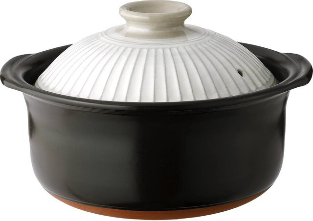 Banko Ginpo Reiskocher aus Keramik mit Chrysanthemen-Design in Weiß - Bild 1