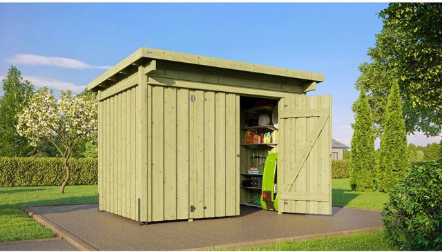 WEKA Holz-Lagerhaus Varius mit Flachdach in Natur, B/T: 288 x 199 cm - Bild 1