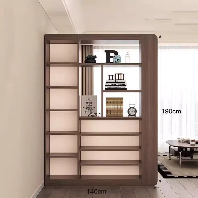 DUTRIEUX Wohnzimmer Schrank aus Holz in Braun mit integrierter Beleuchtung und Regalen - Bild 1