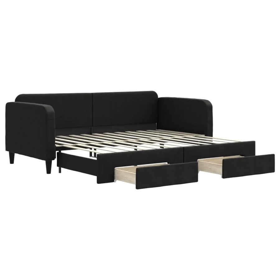 vidaXL Tagesbett ausziehbar mit Schubladen in Schwarz B/T/H: 90 x 200 x 75 cm - Bild 2