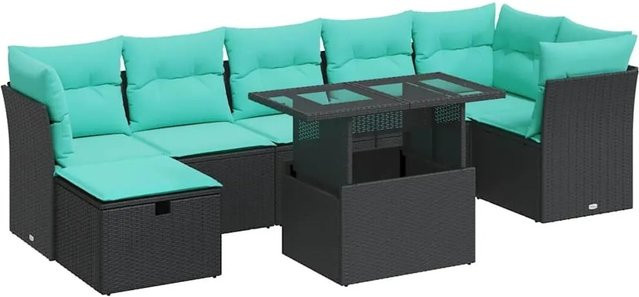 vidaXL 8-teilige Garten-Sofagarnitur aus Poly-Rattan und Akazie in Grau mit Kissen - Bild 1
