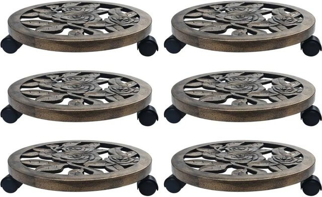 6er Set vidaXL Pflanzenroller aus Kunststoff in Bronze, Durchmesser: 38 cm - Bild 1