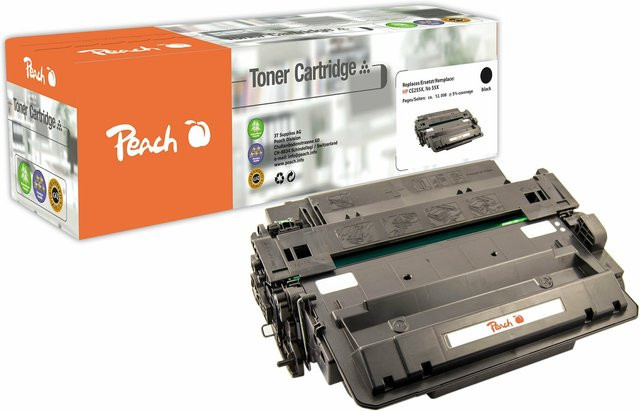 Peach HP 55 XBK Toner HC XL Schwarz (wiederaufbereitet) ersetzt HP CE255X für HP LaserJet Enterprise 500 MFP M 525 dn und HP LaserJet Enterprise P 3000 - Bild 1