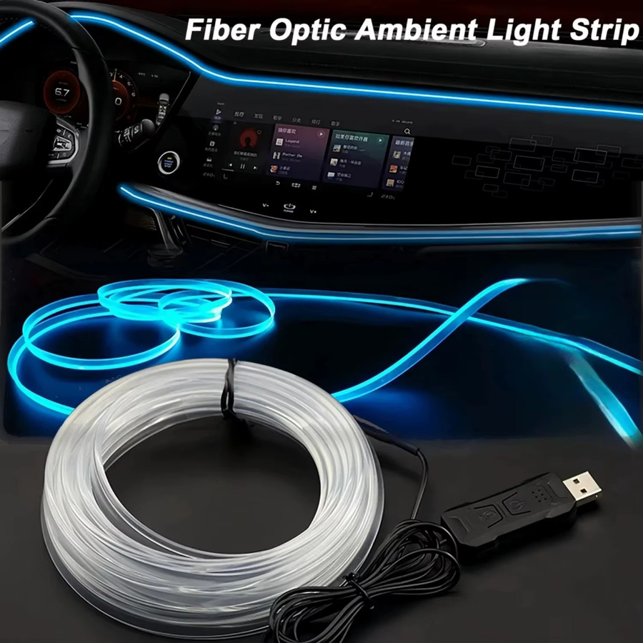 AnautosL RGB Neon LED Auto Innenbeleuchtung mit App-Steuerung und Musik-Synchronisierung, USB LED Streifen Glasfaser Umgebungsbeleuchtung, Multicolour - Bild 3