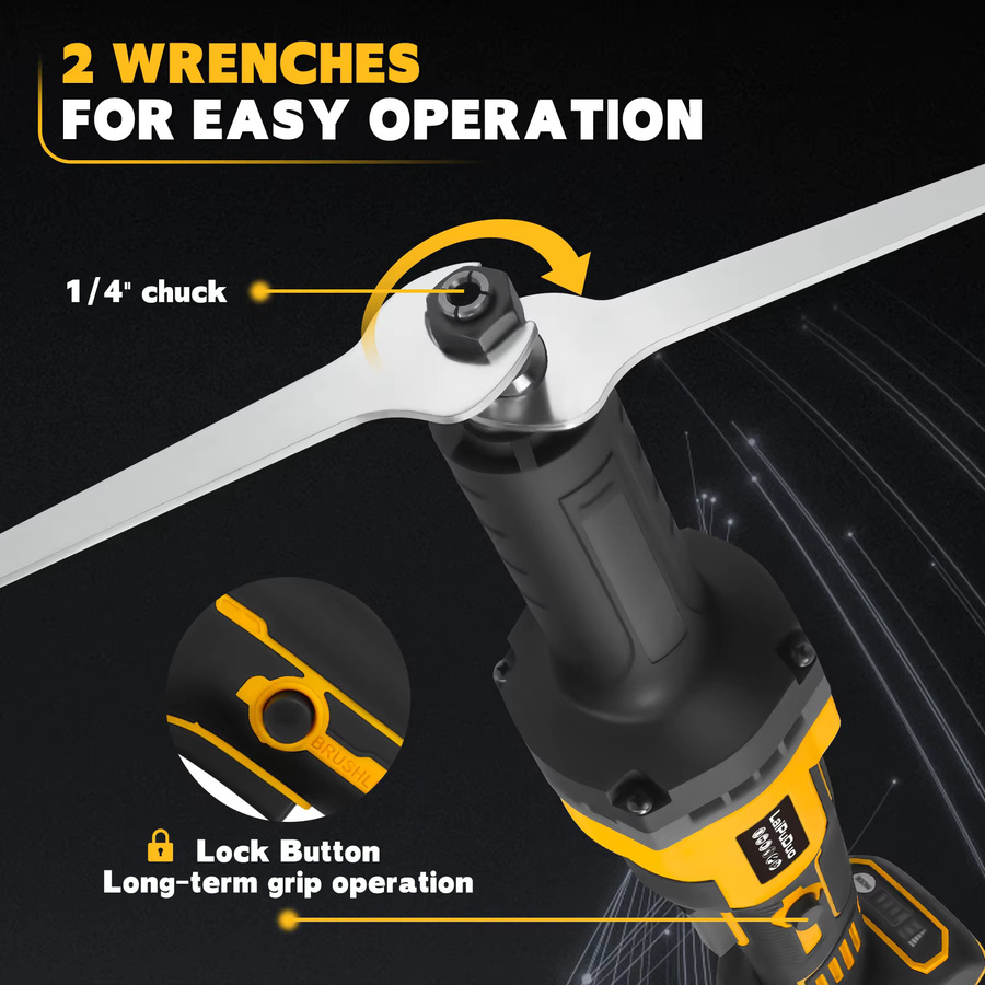 DeWalt Akku-Rotationswerkzeug mit bürstenlosem Motor, 4-Gang-Schleifer mit 25000 U/min und 1/4 Zoll Präzisionsbohrfutter zum Schleifen, Polieren und Entgraten von Metall, passend für DeWalt 20V Akku - Bild 4