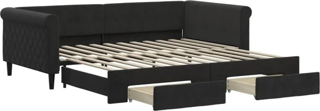 vidaXL Tagesbett ausziehbar mit Schubladen in Schwarz aus Samt, B/T/H: 229 x 110 x 68 cm - Bild 1