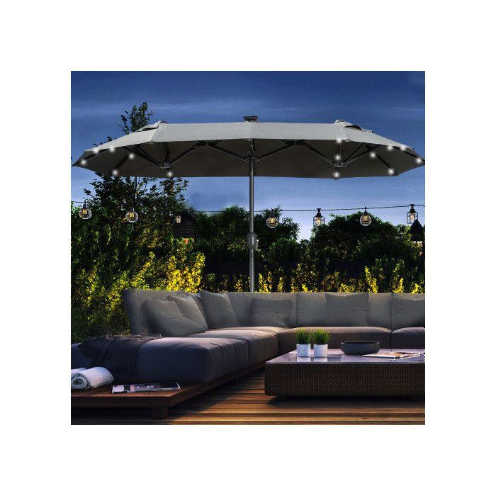 MUVOE Garten Sonnenschirm Oval mit Solare LED in Grau, neigbar und windfest, B: 295 cm, T: 219 cm - Bild 2