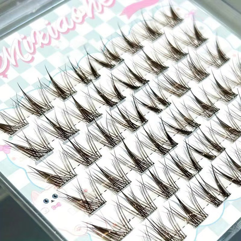 Mixiaohe Cluster-Wimpern, Hellbraun, 48 Stück, C-Curl, 10-13mm - Bild 3