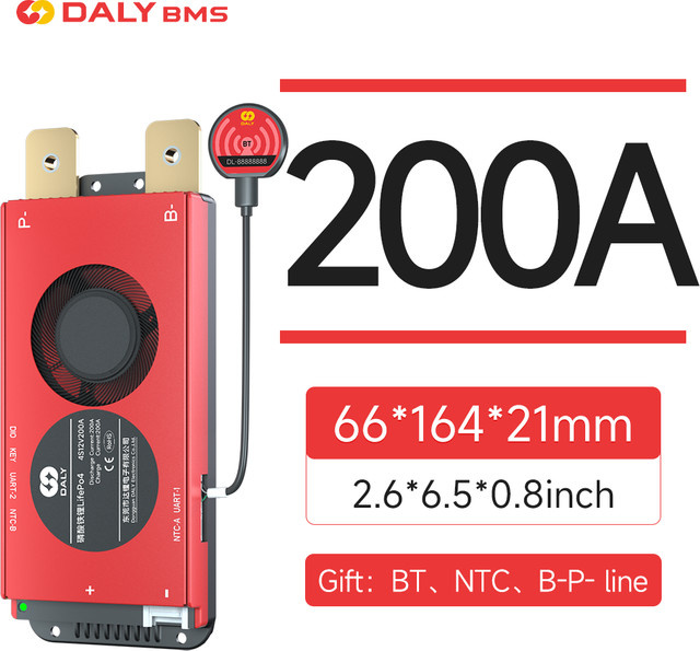 Daly BMS 200A Batteriemanagementsystem für LiFePo4 und Li-Ion Akkus (4S 12V, 16S 48V, 7S 13S 14S) ohne CAN-Bus für Elektrofahrzeuge und Home Energy Systeme - Bild 1