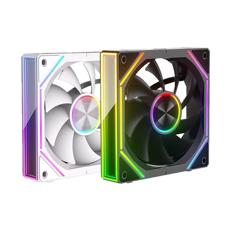 OUYUANSU K4 Desktop-Lüfter 3er-Pack in Schwarz mit ARGB-Synchronisierung und temperaturgesteuerter Luft- und Wasserkühlung, 12 cm - Bild 5