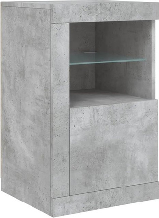 vidaXL Beistellschrank in Betongrau mit integrierter LED-Beleuchtung aus Holzwerkstoff und Glas