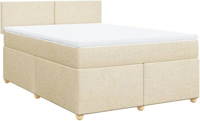 vidaXL Boxspringbett Hybrid mit Matratze und USB-Ladeport in Creme, B/T: 160 x 200 cm - Bild 1
