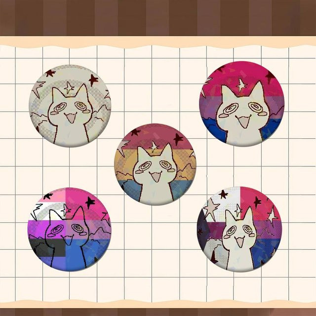 STERN Katzen-Abzeichen-Set mit Stern-Motiv in Multicolour, Glasglanz-Broschen für Rucksack und Kostüm - Bild 1