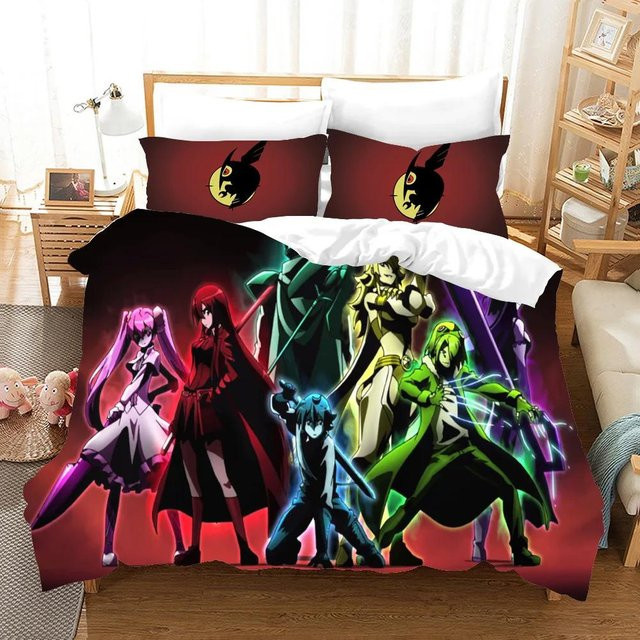 Anime Akame Ga Kill Bettwäscheset mit Bettbezug und Kissenbezug aus Mikrofaser, Mehrfarbig, B/H: 245 x 210 cm - Bild 1