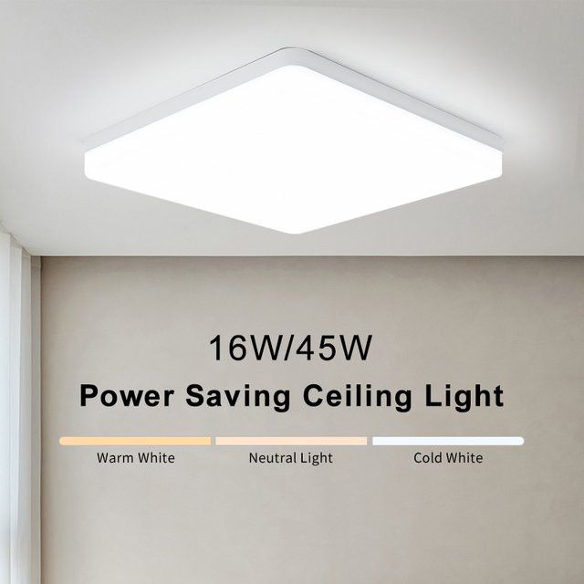MARPOU LED-Deckenleuchte quadratisch mit 45 W in neutralweiß, warmweiß und kaltweiß für Wohnzimmer und Schlafzimmer - Bild 1