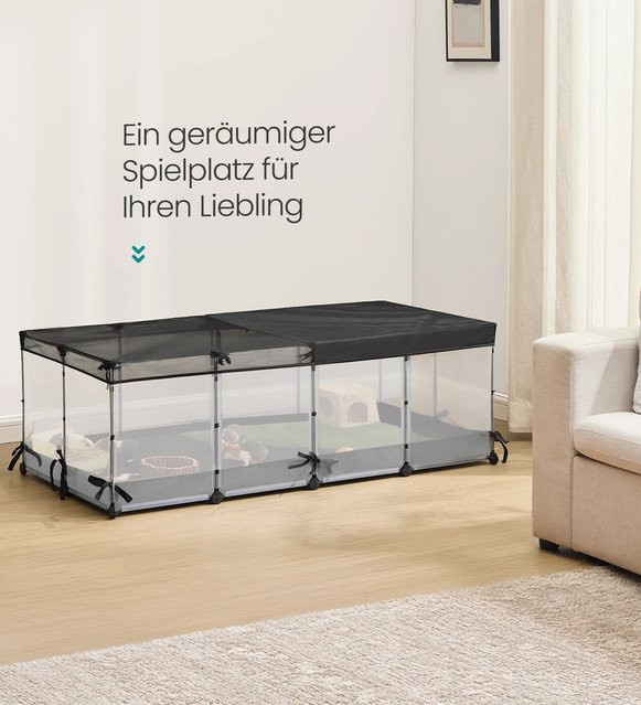 SONGMICS Kleintiergehege in Weiß mit atmungsaktiven halbtransparenten Platten und wasserresistentem Gewebe für Kaninchen - Bild 1
