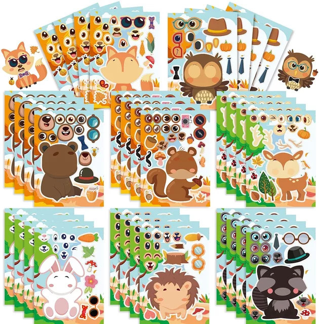 GOGOTU Tier Puzzle Aufkleber, Tiere, 8/16 Blätter - Bild 1