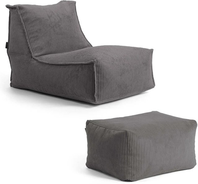 mokebo Sitzsack mit Hocker aus Cord in Anthrazit als Relaxliege und Bodenkissen - Bild 1
