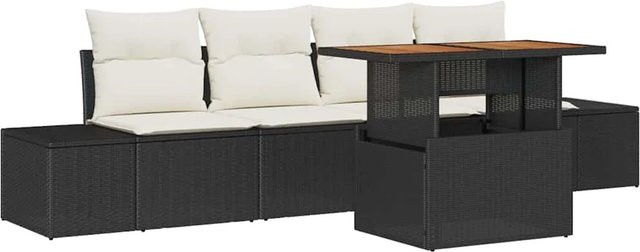 vidaXL Garten-Sofa-Set aus Poly Rattan in Schwarz mit 5 Teilen und integriertem Stauraum - Bild 1