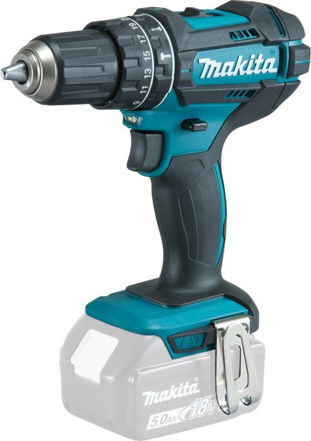 Makita 18 V Akku-Schlagbohrschrauber DHP482Z Solo mit 2 Geschwindigkeiten und 13 mm Bohrfutter in Blau/Schwarz/Petrol - Bild 1