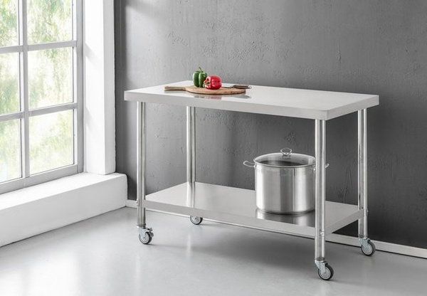 Better Home Edelstahltisch mit Ablage und Rollen in Silber, B/T/H: 120 x 60 x 80 cm