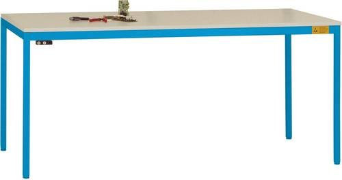 Manuflex LD1113.5012 UNIDESK ESD-Arbeitstisch mit Kautschukplatte, Gestell Lichtblau RAL 5012, B/T/H: 200 x 80 x 72-73 cm - Bild 1