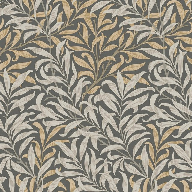 William Morris at Home Vliestapete Willow Bough in Grau mit Anthrazit und Gold, florales Design, Breite: 52 cm, Länge: 10 m - Bild 1