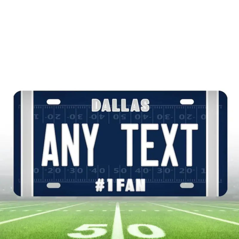 Personalisiertes Dallas Cowboys Aluminium-Nummernschild von Hello Young in Blau und Weiß zur Wanddekoration - Bild 3