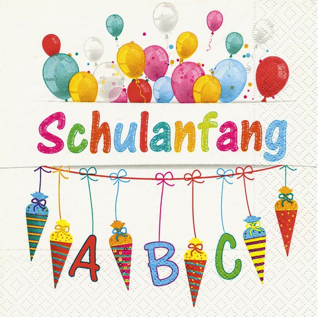 Paper+Design Servietten Schulanfang in Multicolor und Weiß, 20 Stück - Bild 1