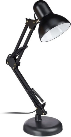 Relaxdays Schreibtischlampe aus Metall in Schwarz, höhenverstellbar im Industrial Design, B/T/H: 50 x 27 x 15 cm