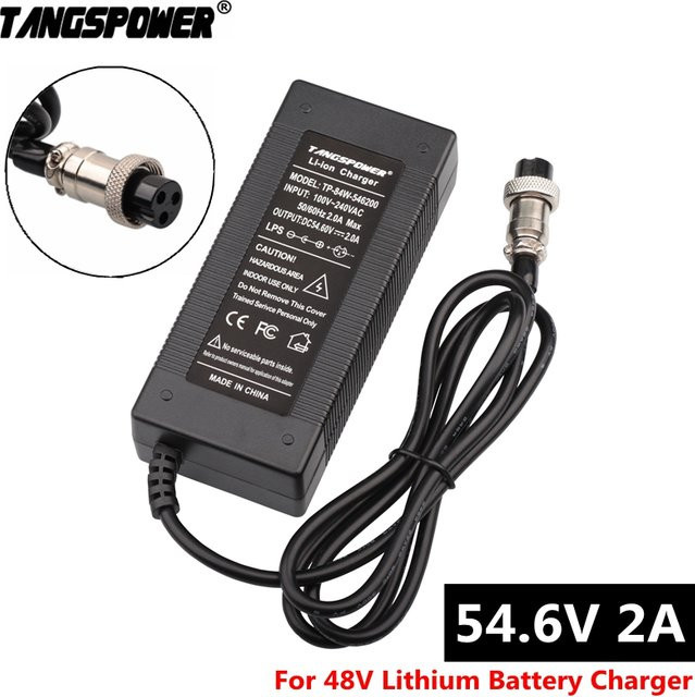 Kugoo Li-Ion Batterie Ladegerät für E-Scooter M4 Pro und E-Bikes, 54,6 V 2A, für 48 V 13S Lithium-Batteriepacks mit GX16 Stecker, Schwarz - Bild 1