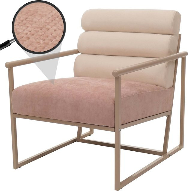 MCW Lounge-Sessel O38 Clubsessel mit Metallgestell in Beige und Polster in Pink - Bild 1