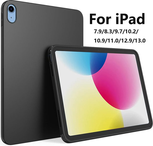 Schutzhülle für Apple iPad Pro 11 und 12.9 sowie iPad Air 1/2/7/8/9 in Schwarz, Schlankes Design aus mattem TPU-Gummi und weichem Silikon - Bild 1