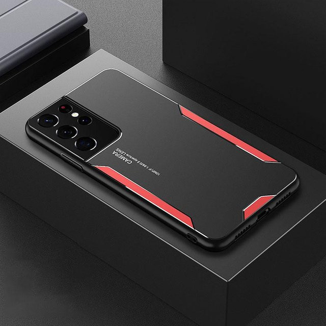 Luxuriöse Silikon-Stoßstangen-Telefonabdeckung aus Aluminium-Metall mit Mattgehäuse für Samsung Galaxy S25 S24 S23 S22 S21 S20 S10 A55 A54 A53 in Rot - Bild 1