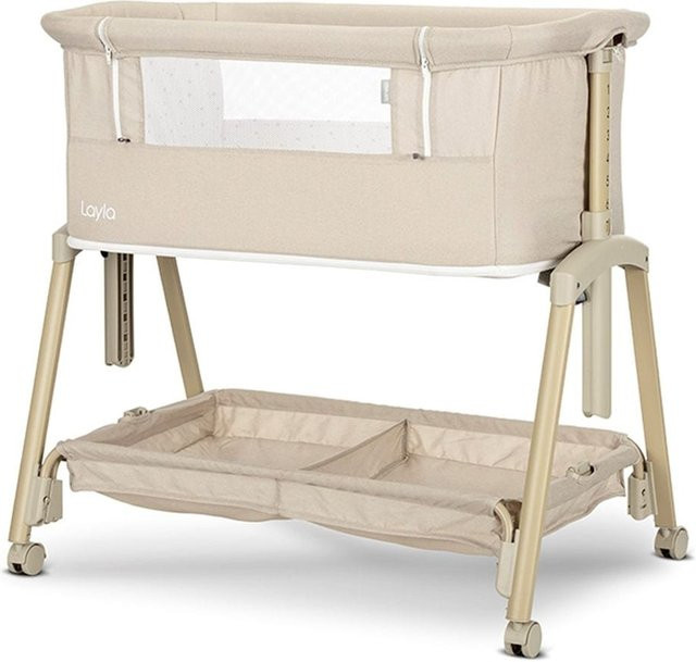 Lorelli Beistellbett Layla 2 in 1 mit Moskitonetz, Matratze und Korb, beige, faltbar mit Rädern - Bild 1