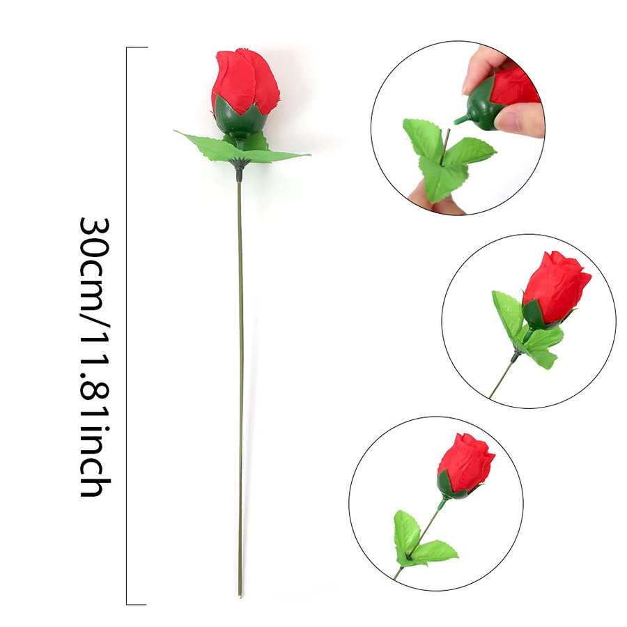 MENGHAO Rosen-Kunstblumen Set, 10 Stück rote Kunstblumen für Dekoration und Hochzeit, Höhe: 30 cm - Bild 3