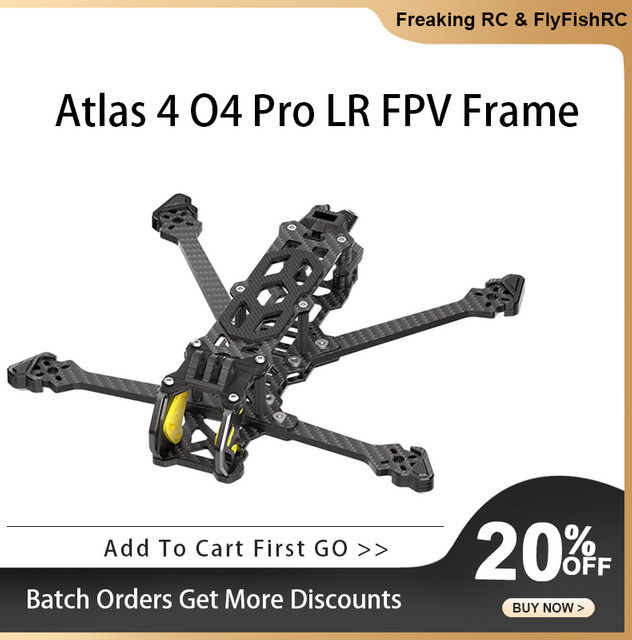 FlyFishRC Atlas4 O4 PRO LR FPV Deadcat Rahmen-Kit, Schwarz - Bild 1