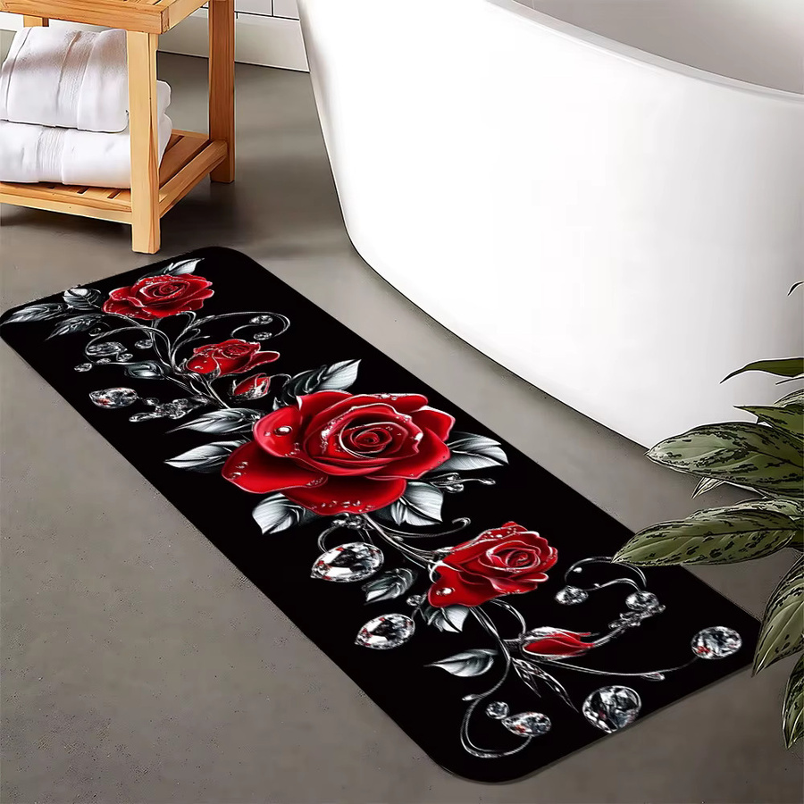 VIKAMA Flurteppich in Rot mit floralem Design, modern und pflegeleicht, rechteckig - Bild 4