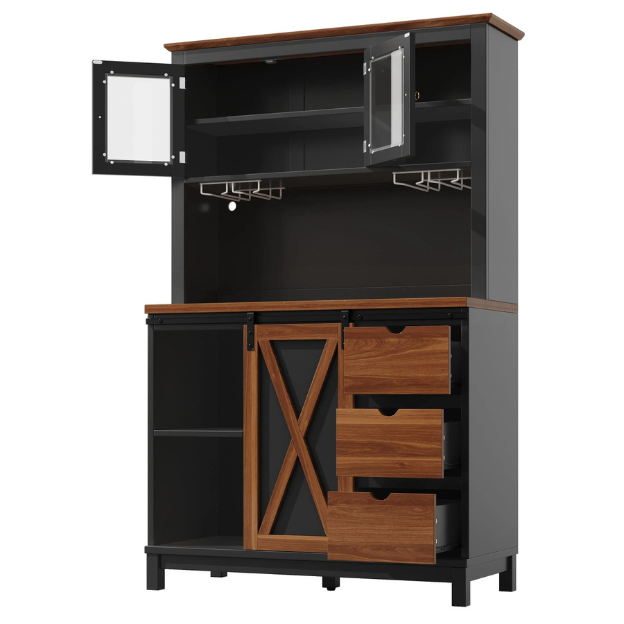okwish Hochschrank für die Küche mit LED-Beleuchtung und App-Steuerung, Schwarz, B/T/H: 104 x 40 x 180 cm - Bild 2