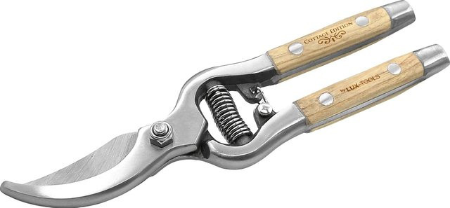 LUX-TOOLS Gartenschere Cottage Edition mit Edelstahlklingen und Eschenholzgriff in Braun, Länge: 20 cm - Bild 1