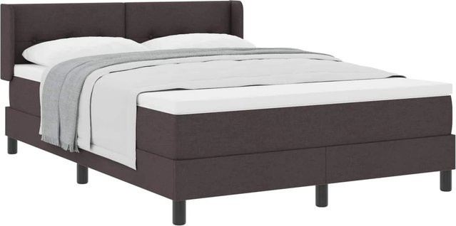 vidaXL Boxspringbett mit Matratze in Dunkelbraun, Hybrid-Modell aus Holz und Textil, B/T: 140 x 190 cm - Bild 1