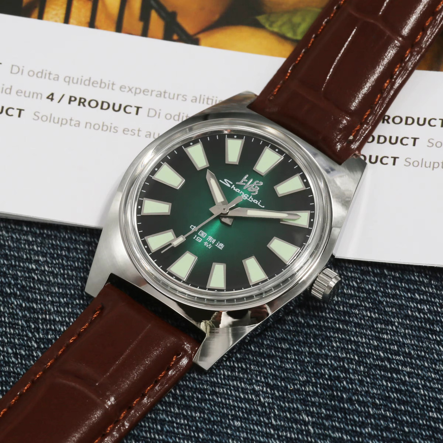 HEIMDALLR Armbanduhr, Handaufzug, Leder, Grün, Silber, Herren - Bild 2