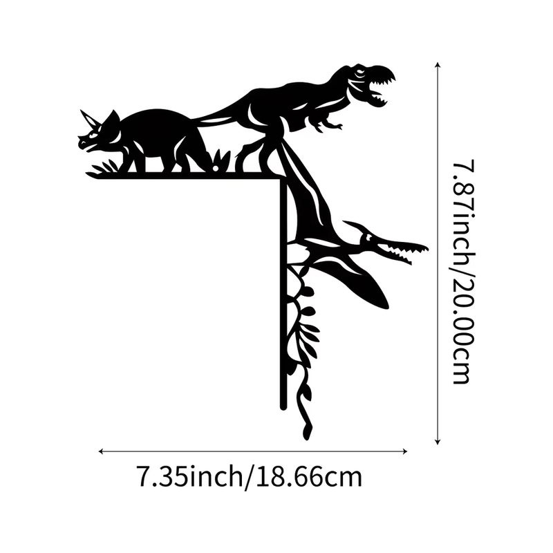 CIFBUY Metall Wanddeko Dinosaurier und Wildschwein in Schwarz als dekorativer Wandaufkleber für Türrahmen und Wandecken - Bild 3