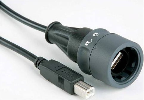 Bulgin PXP6040/A/2M00 Rundsteckverbinder Schwarz mit USB-A und USB-C Anschlüssen - Bild 1