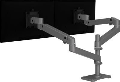 Ergotron LX Pro Dual Monitorarm für zwei Displays bis 24 Zoll, höhenverstellbar und drehbar, Tischhalterung mit VESA, Metall, dunkelgrau - Bild 1