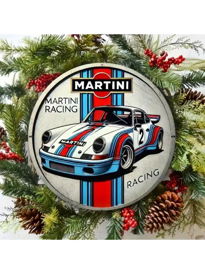 Martini Racing Metall-Wandkunst als gravierte Skulptur in Multicolour, Durchmesser: 20 cm - Bild 4