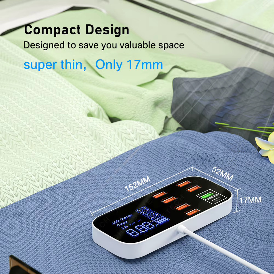 ASOMETECH USB-Ladegerät Hub mit USB-A Anschlüssen für iPhone, Xiaomi, Huawei und Samsung als tragbares Reise-Ladegerät mit Schnellladefunktion - Bild 6